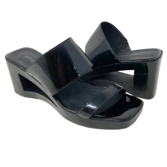 Jeffrey Campbell Black Slide Wedge Sandals - Size 7 - Picture 1 of 7